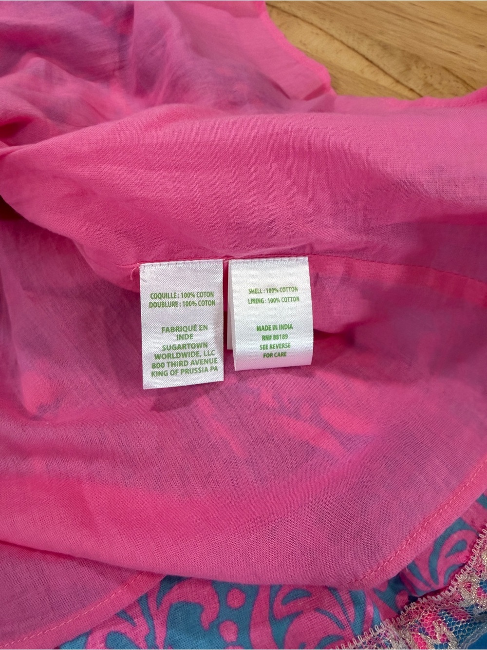 Lilly Pulitzer Suzie Short Puff Sleeve Cotton Aura Pink Leaf Mini Dress Size 6 - Picture 7 of 8